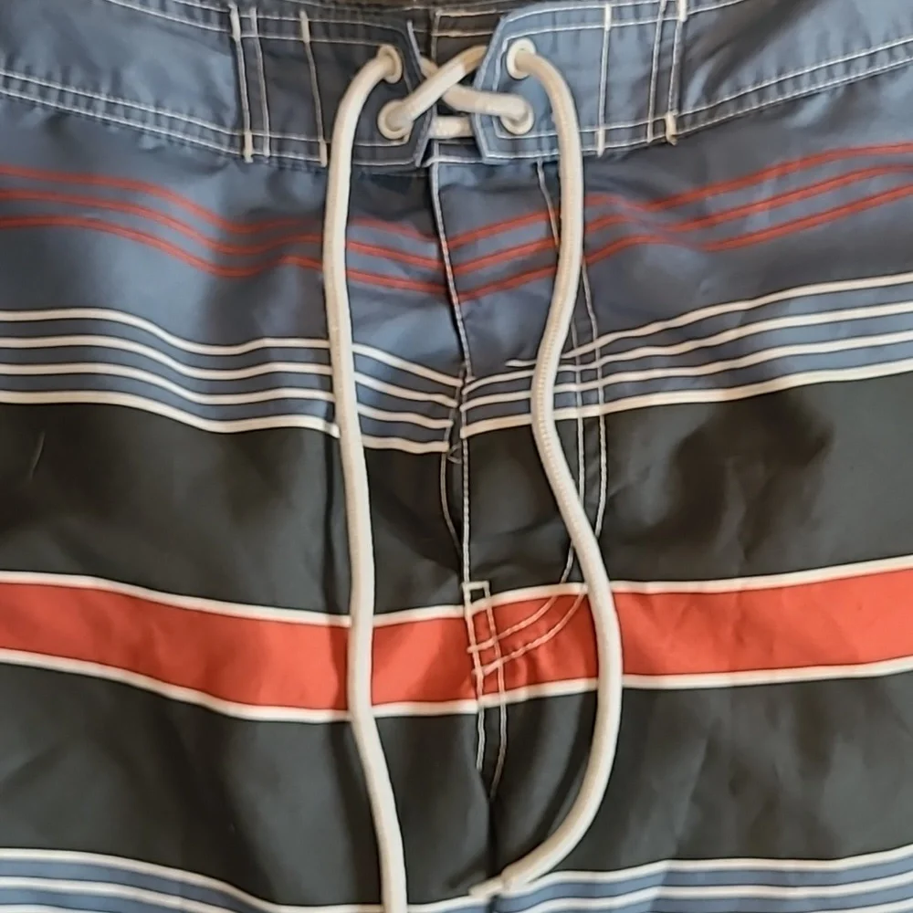 Gap Board Shorts Swim Trunks Lined Mens Large Beach Vacation Red White Blue